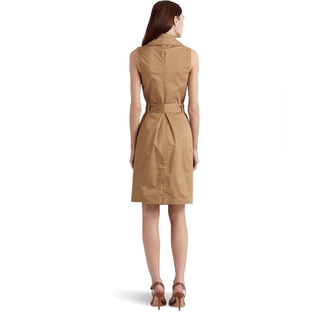 NWT Lauren Ralph Lauren Micro-Sanded Twill Button Sleeveless Dress - Picture 3 of 16